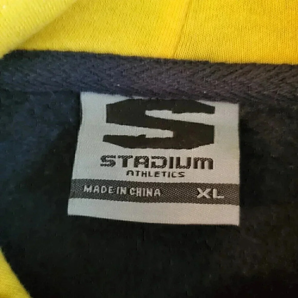 Men's Uni STADIUM ATHLETICS Navy Blue Michigan Hoodie Sweatshirt SZ XL Spellout - Picture 5 of 7